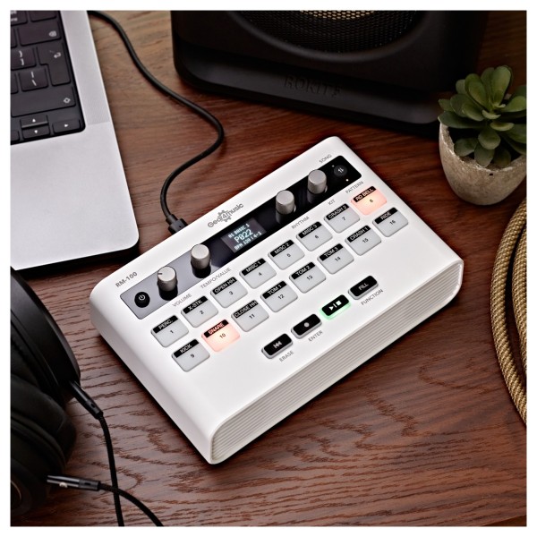 RM-100 Rhythm & Drum Machine by Gear4music, White