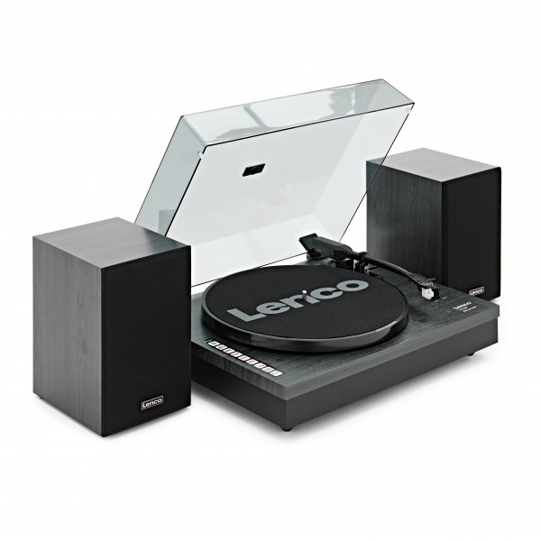 Lenco LS-300 Turntable with Speakers Bundle, Black