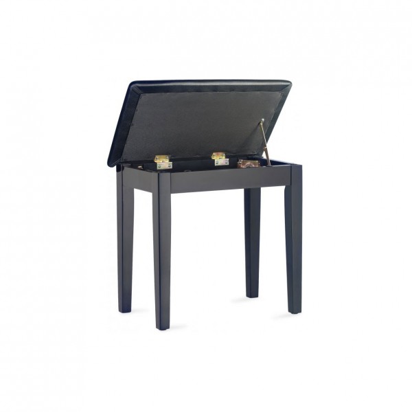 Stagg Piano Bench with Storage, Black Vinyl, Matte Black
