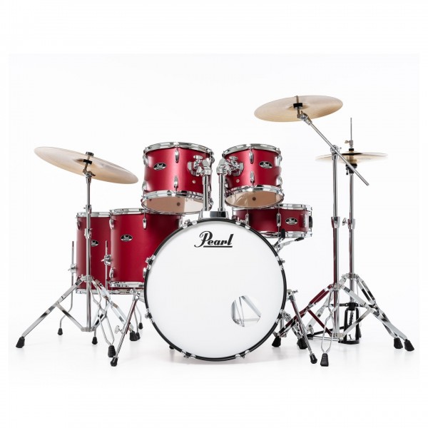 Pearl Roadshow 6pc Drum Kit w/Sabian Cymbals, Matte Red