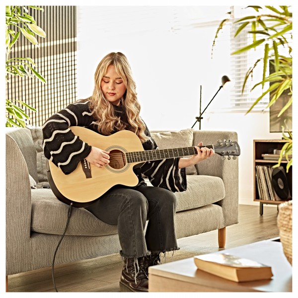 Single Cutaway Electro Acoustic Guitar by Gear4music, Natural