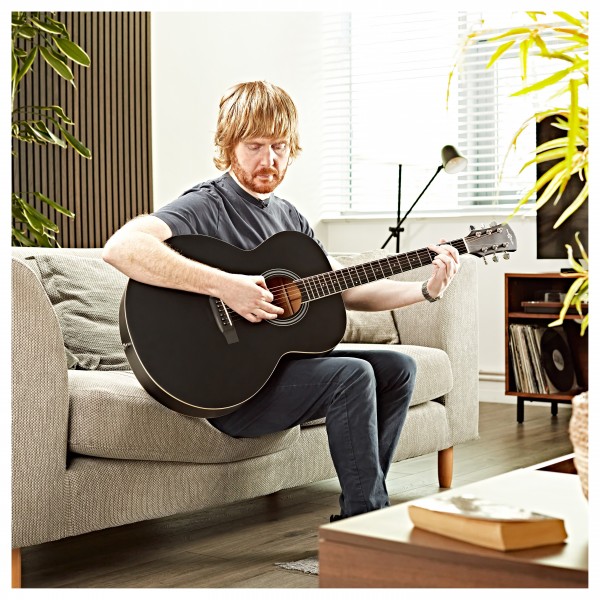 Jumbo Acoustic Guitar by Gear4music, Black