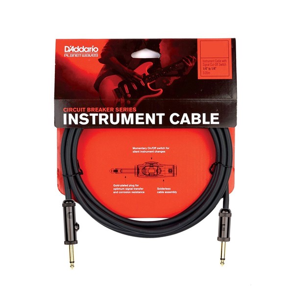 D'Addario PW-AG-10 Circuit Breaker 1/4" Instrument Cable, 10ft