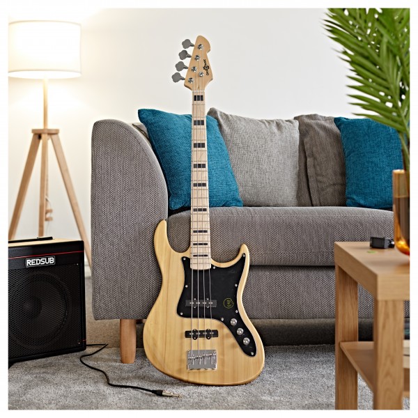 LA II Bass Guitar Natural, 15W Bass Amp Pack