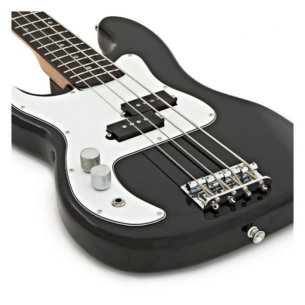 3/4 Left Handed LA Bass Guitar Black, 15W Bass Amp Pack