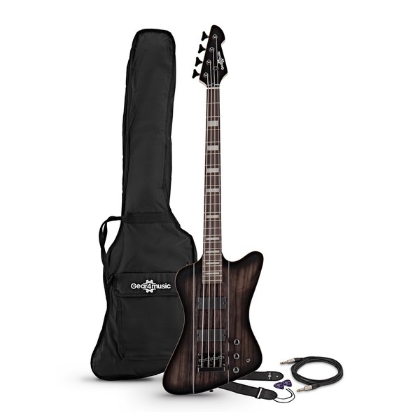 Harlem Z Bass Guitar by Gear4music, Trans Black