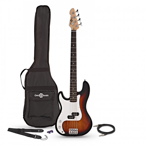 LA Left Handed Bass Guitar by Gear4music, Sunburst