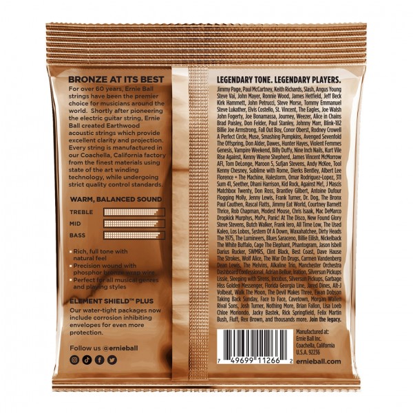 Ernie Ball P03548 Earthwood Phosphor Bronze Light 11-52 (3 Set Pack)