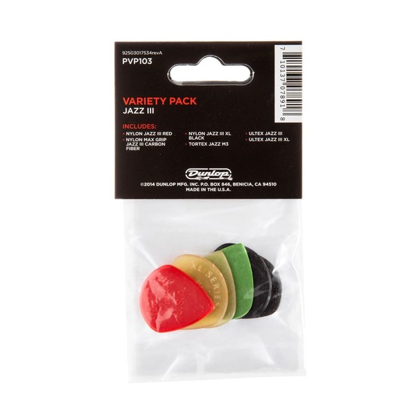 Dunlop PVP103 Jazz Variety Pack, Players Pack of 6