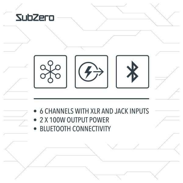 SubZero SZ-PMIX6 6 Channel Powered Mixer with Digital Media Player