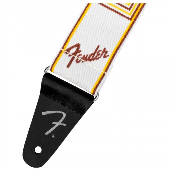 Fender Weighless 2" Monogram Strap, White/Brown/Yellow