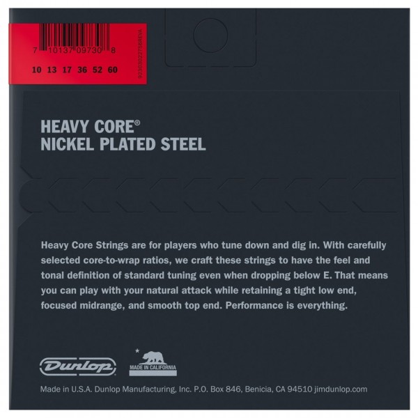 Dunlop DHCN10606 Electric Guitar Strings 'Heavy Core' 6 String Set, 10-60
