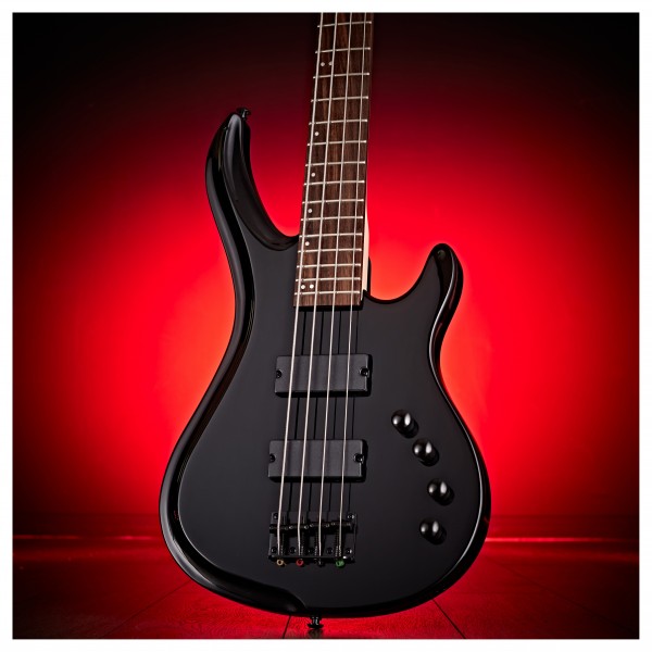 G4M 878 Bass Guitar, All Black & Eden Orbiter 8 Combo Amp