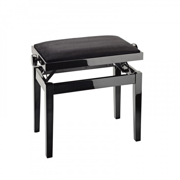 K&M 13901 Piano Bench, Black Velvet, Gloss Black