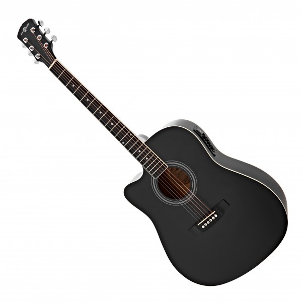 Dreadnought Cutaway Left Handed Electro Acoustic Guitar & Accessory Pack by Gear4music, Black