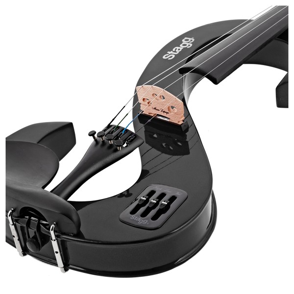 Stagg S-Shaped Electric Violin Outfit, Metallic Black