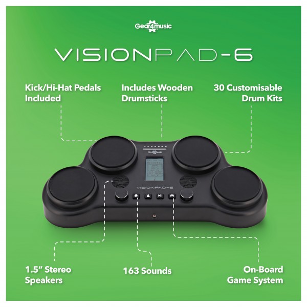 VISIONPAD-6 Electronic Drum Pad Pack by Gear4music