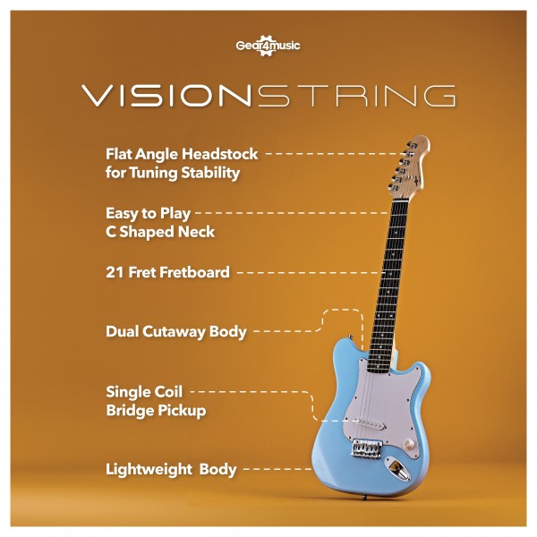 VISIONSTRING 3/4 Electric Guitar Pack, Blue