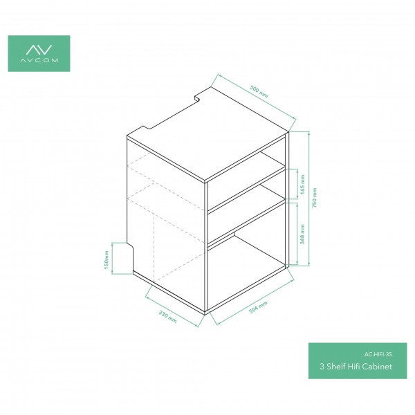 AVCOM Hi-Fi Cabinet, 3 Shelf, Walnut