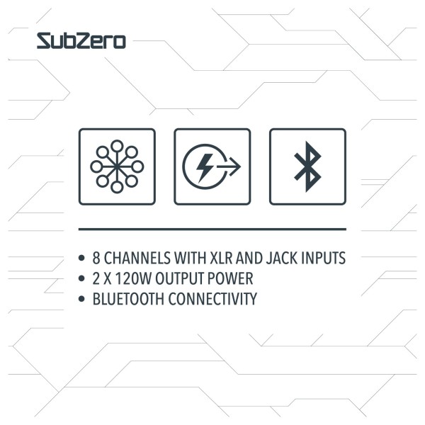 SubZero SZ-PMIX8 8 Channel Powered Mixer with Digital Media Player