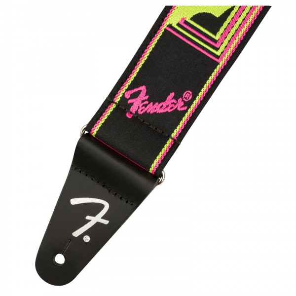 Fender Neon Monogram Guitar Strap, Yellow/Pink