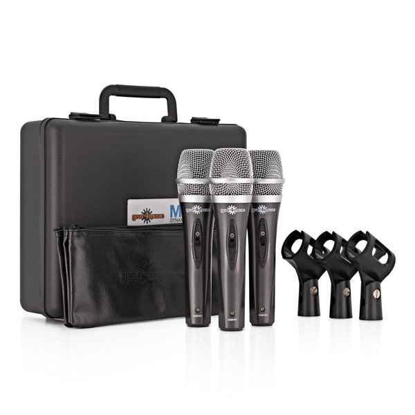 3 Piece Microphone Stage Pack by Gear4music