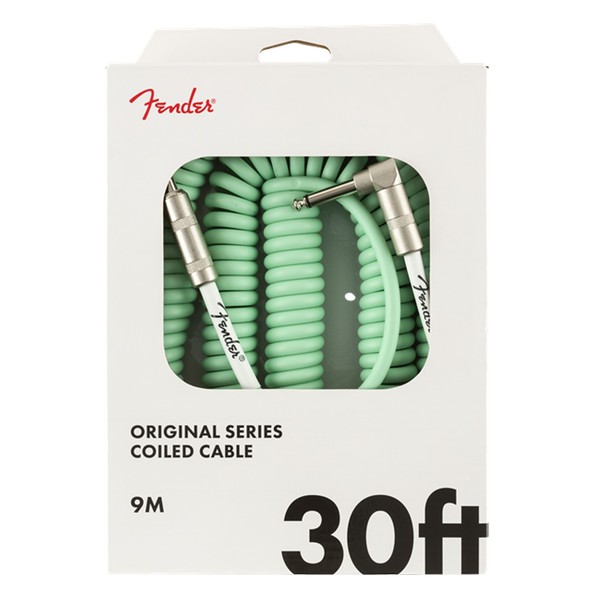 Fender Original 30ft Coil Straight/Angle Instrument Cable, Surf Green