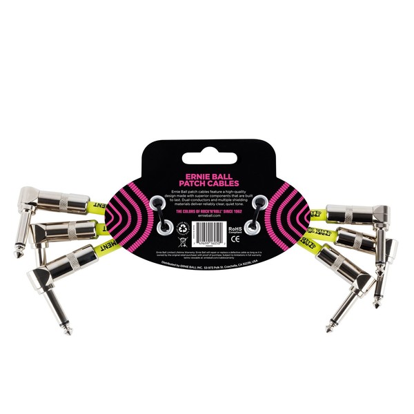 Ernie Ball P06050 6" Patch Cable 3 Pack, Black