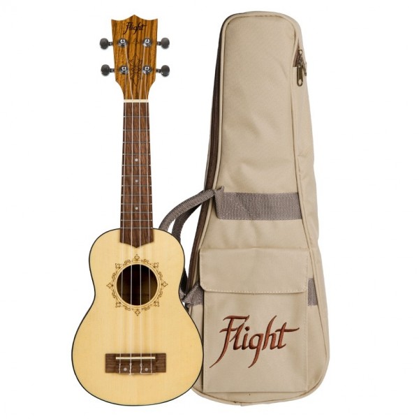 Flight DUS320 Soprano Ukulele, Zebrawood B&S