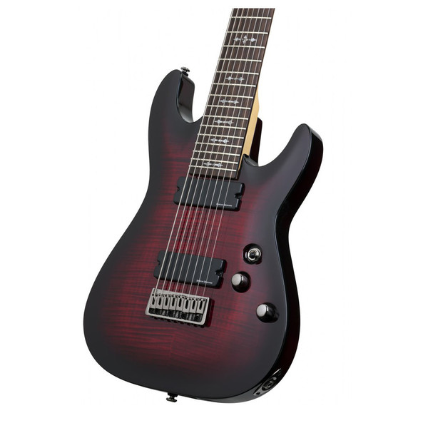 Schecter Demon-8 Electric Guitar, Crimson Red Burst