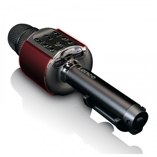 Lenco BMC-090BK Bluetooth Karaoke Microphone with Lights, Black