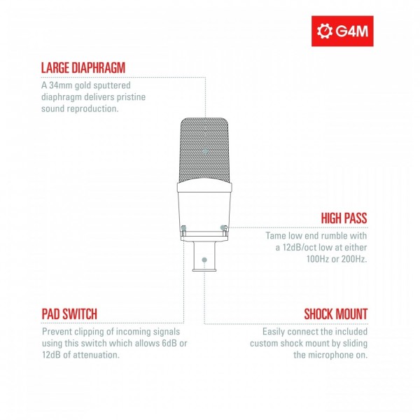 G4M Studio Condenser Microphone, Home Recording Pack