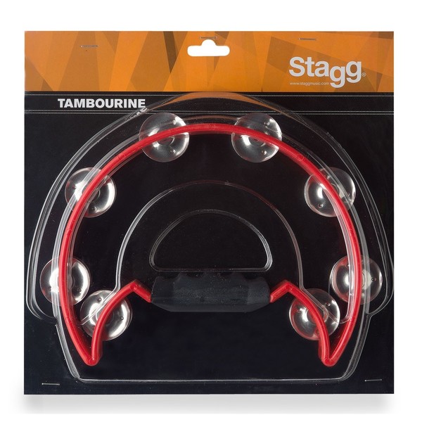 Stagg Cutaway Tambourine, 16 Jingles, Red