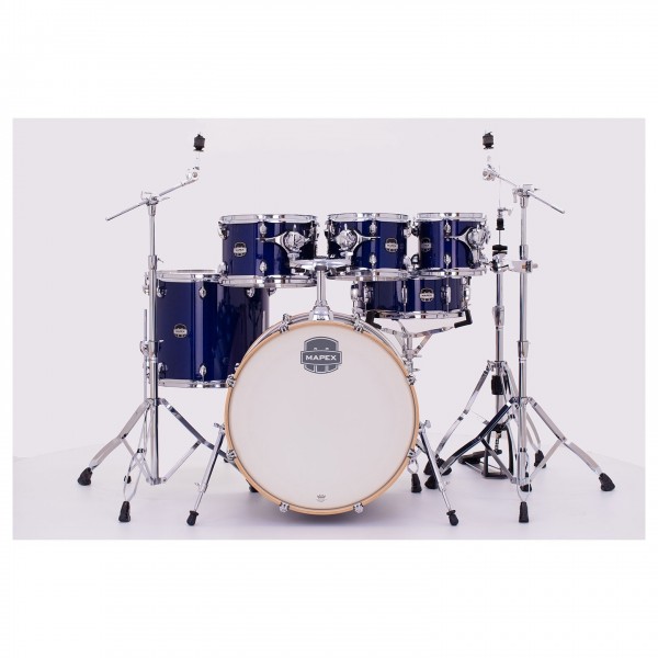 Mapex Mars Maple 22" 6pc Rock Fusion Shell Pack, Midnight Blue - Free 8" Tom