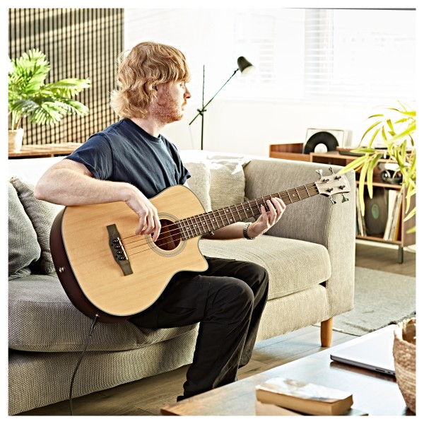 Electro Acoustic Bass Guitar by Gear4music, Natural