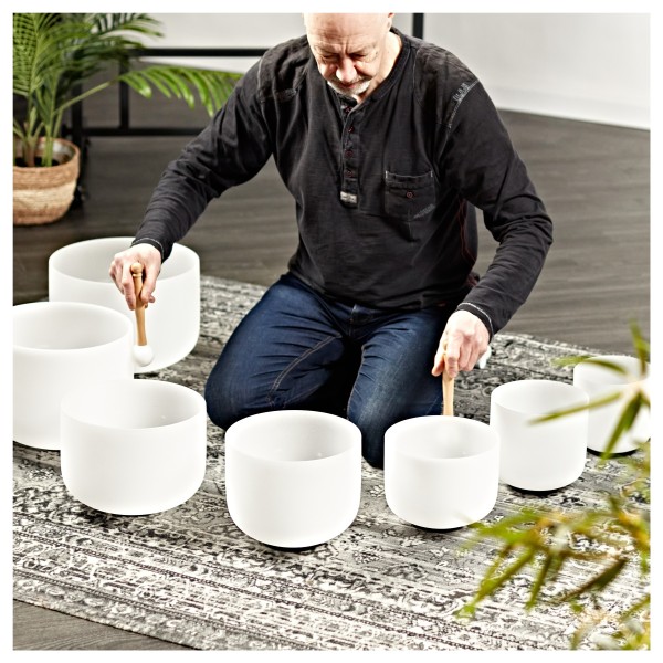 Gear4music Life Seven Piece Crystal Singing Bowl Set & Bags, 432Hz