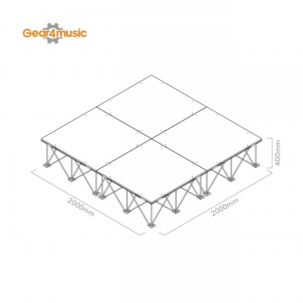 2m x 2m Portable Stage Kit by Gear4music, 40cm