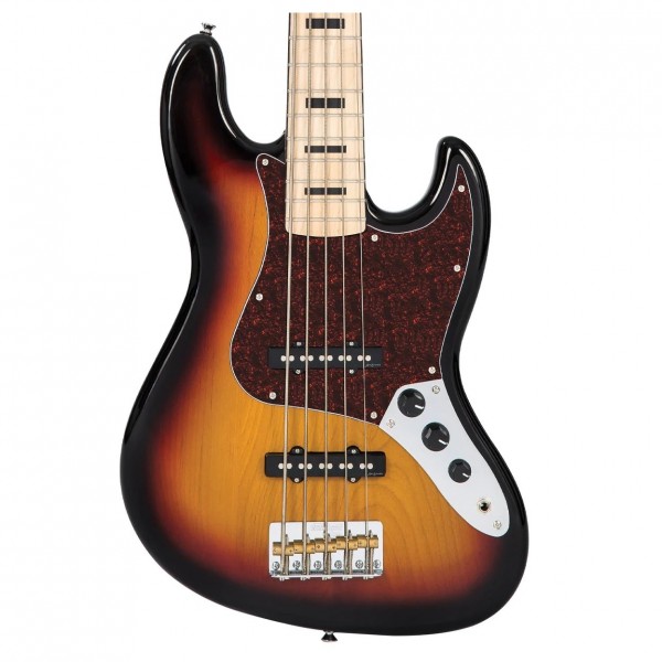 Vintage V49 Coaster Series 5 String Bass, 3 Tone Sunburst