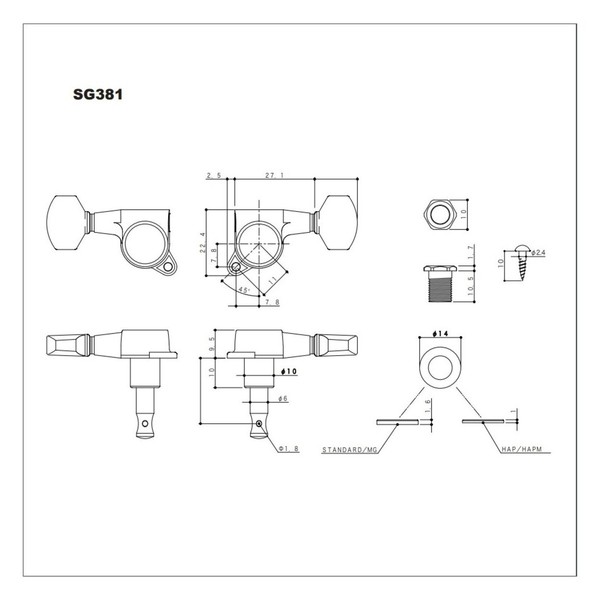Gotoh SG381-01 MG Locking Tuners Set of 6, Chrome