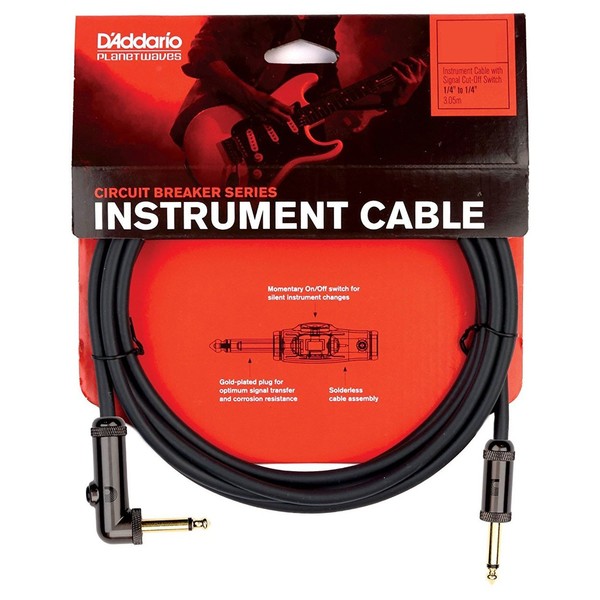 D'Addario PW-AGRA Circuit Breaker Instrument Cable, Right Angle, 20ft