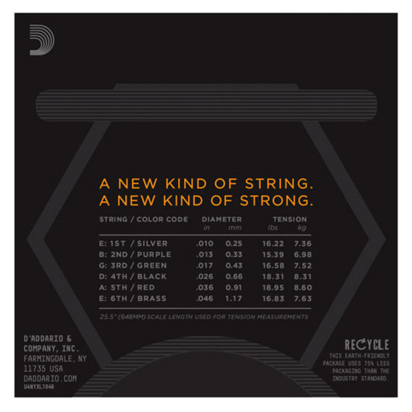 D'Addario NYXL1046 Electric Guitar Strings, Regular Light 10-46