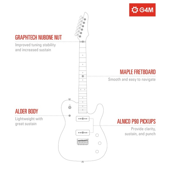 G4M 734 Electric Guitar, Red