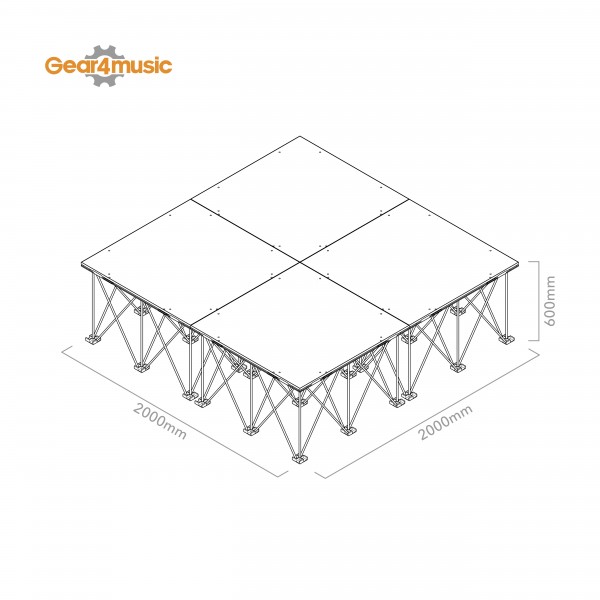 2m x 2m Portable Stage Kit by Gear4music, 60cm