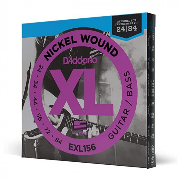 D'Addario EXL156 Nickel-Wound Fender Bass VI Strings, .024-.084