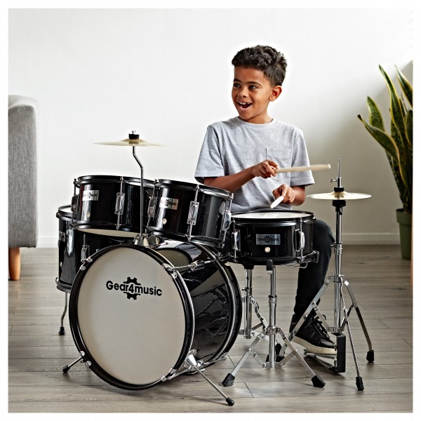 Junior 5 Piece Drum Kit by Gear4music, Wine Red