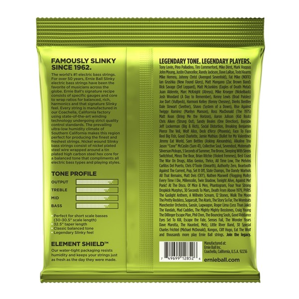 Ernie Ball P02852 Regular Slinky Short Scale Bass Set, 45-105