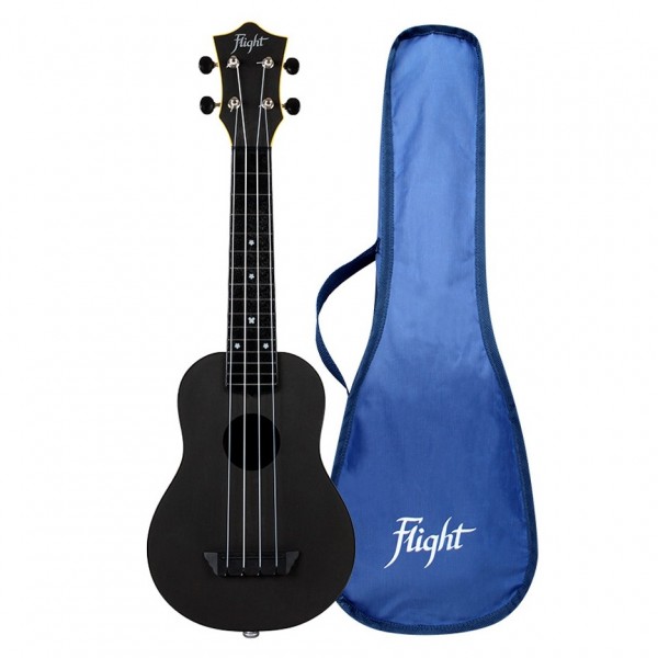Flight TUS-35E Travel Soprano Electro Ukulele, Black
