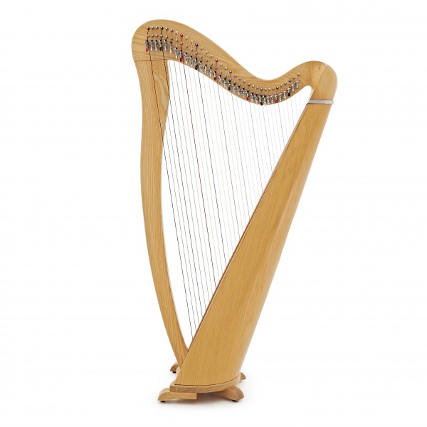 Deluxe 34 String Roundback Harp by Gear4music, Natural - Nearly New