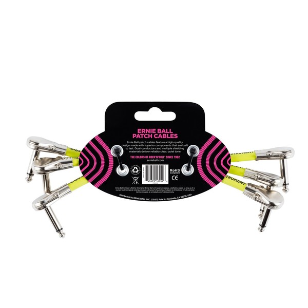 Ernie Ball P06052 6" Pancake Patch Cable 3 Pack, White