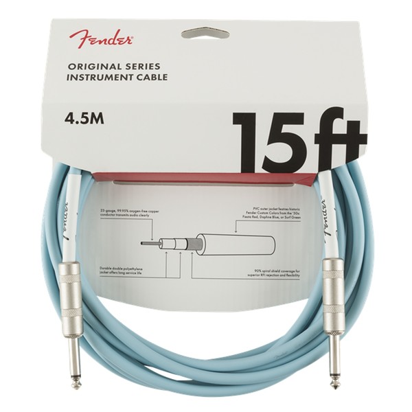 Fender Original 4.5M/15ft Straight Instrument Cable, Daphne Blue